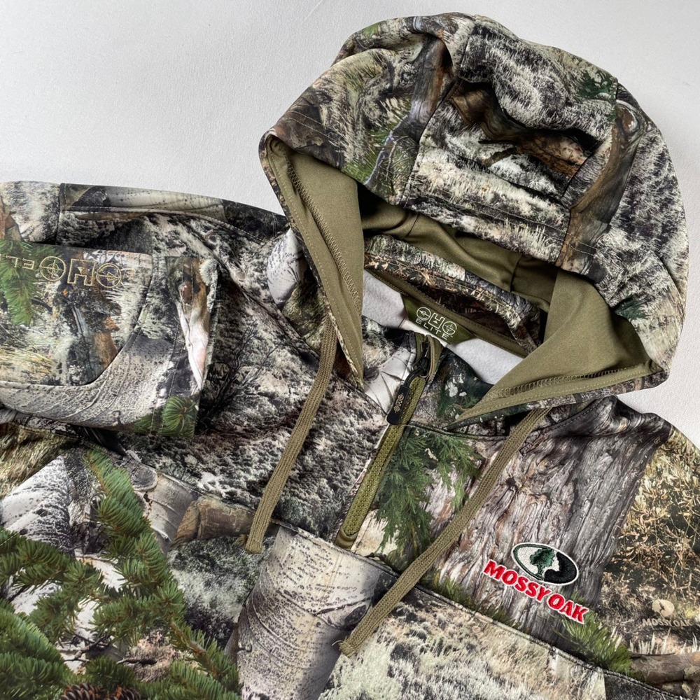 EHG Elite Mossy Oak Camo Hoodie Mens XL Quarter Zip Hunting Pullover Fleece